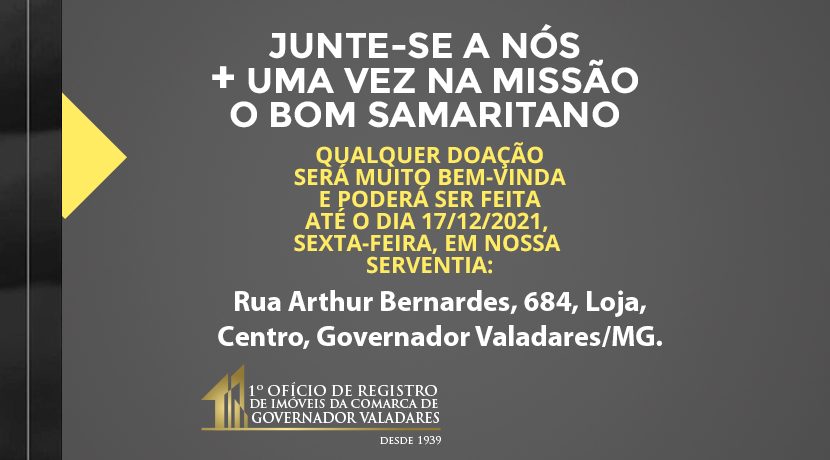 Junte-se a nós + uma vez na missão O Bom Samaritano