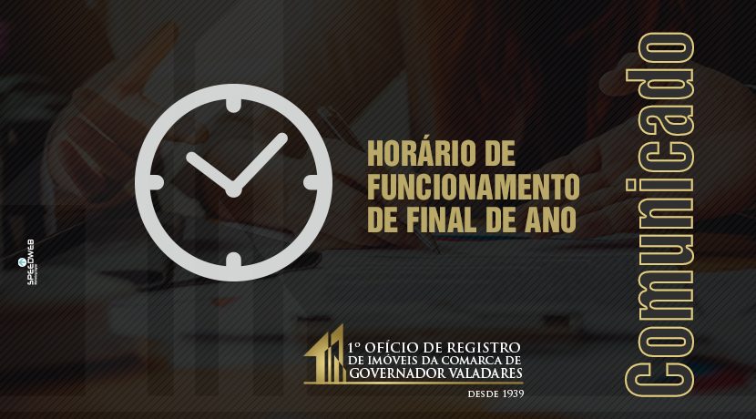 Horário de funcionamento de final de ano